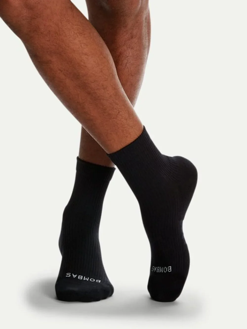 BOMBAS Unisex Modern Rib Quarter Socks Black- MED Womens 8-10.5 Mens 6-9 NWT